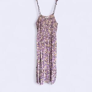 Purple floral lightweight smocked